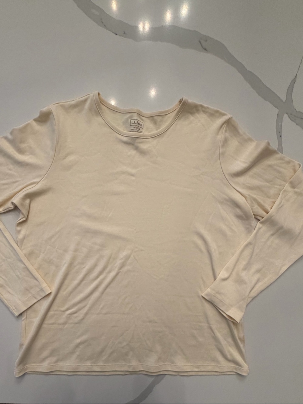 L.L. Bean Women's Long Sleeve Crewneck Tee in Cream